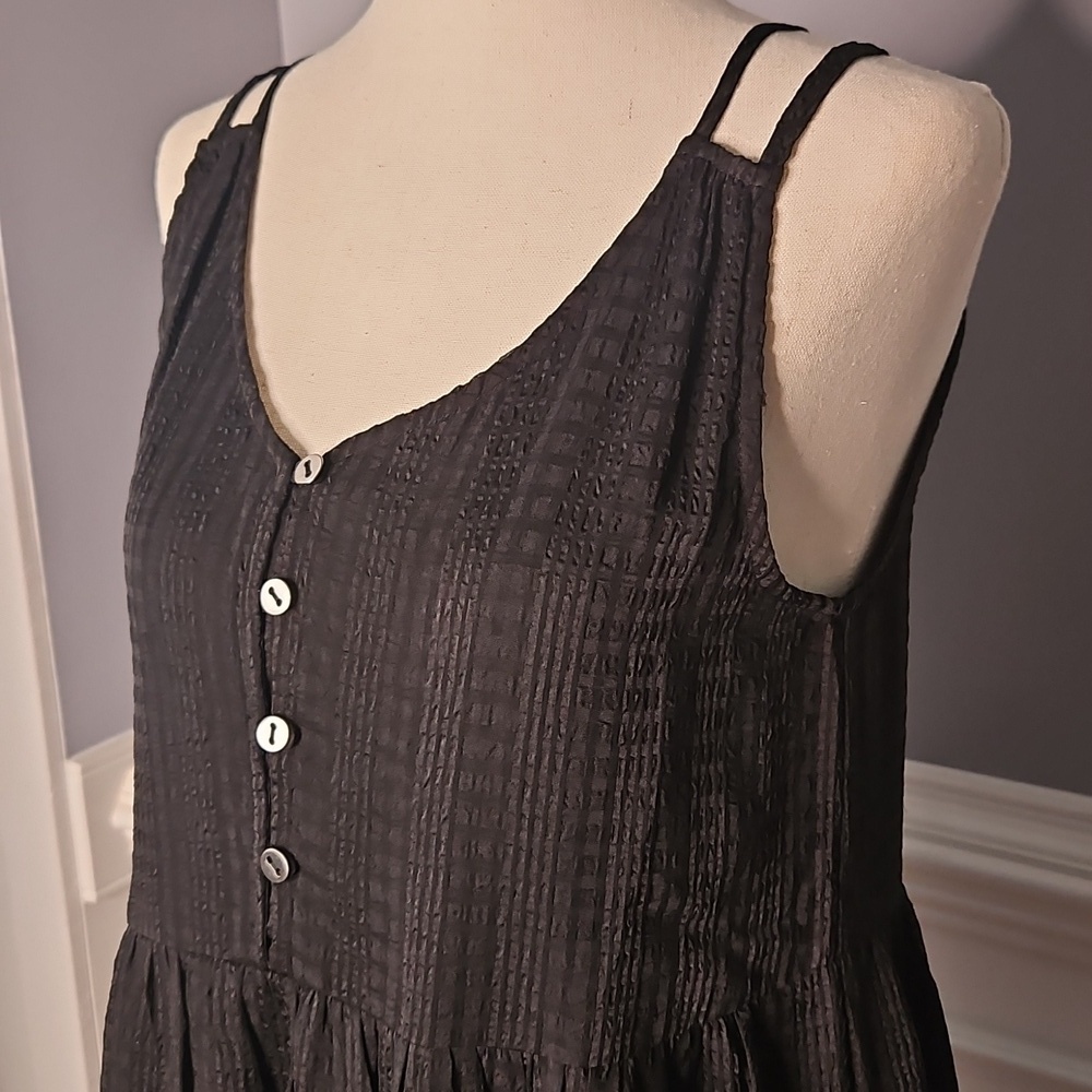 LOFT Black Midi Sundress with Button Front - Picture 3 of 10